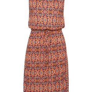 Sleeveless Midi Dress in Rust Multi Print